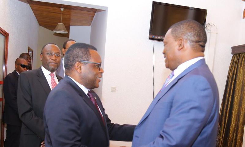 Senate Speaker Ken Lusaka with National Assembly Speaker Justin Muturi after they signed document to establish East African Parliamentary Institute (Twitter)