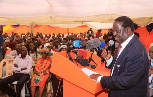 Orange Democratic Movement party leader Raila Odinga at Orange House, the political group's headquarters, in Nairobi on March 28, 2017.
