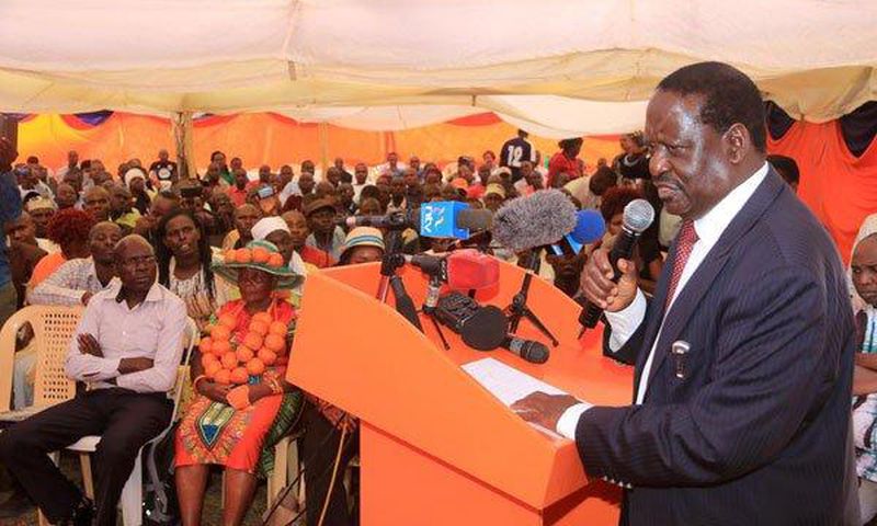 Orange Democratic Movement party leader Raila Odinga at Orange House, the political group's headquarters, in Nairobi on March 28, 2017.