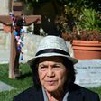 American labour leader Dolores Huerta visits the graves of Cesar and Helen Chavez in Keene, California, on January 31, 2017