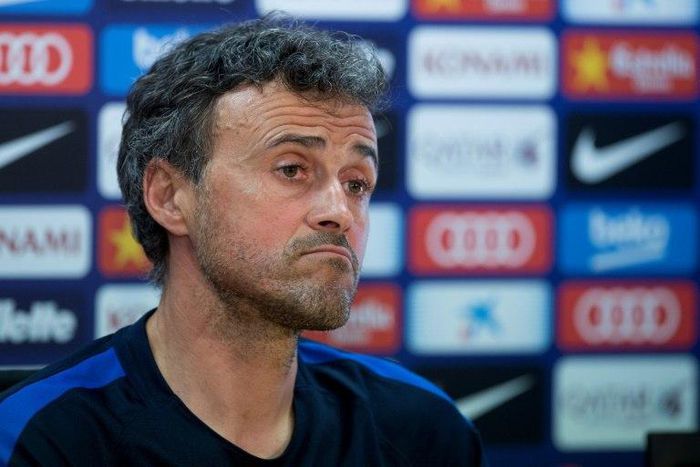 Barcelona coach Luis Enrique answers questions during a press conference in Sant Joan Despi, on April 14, 2017