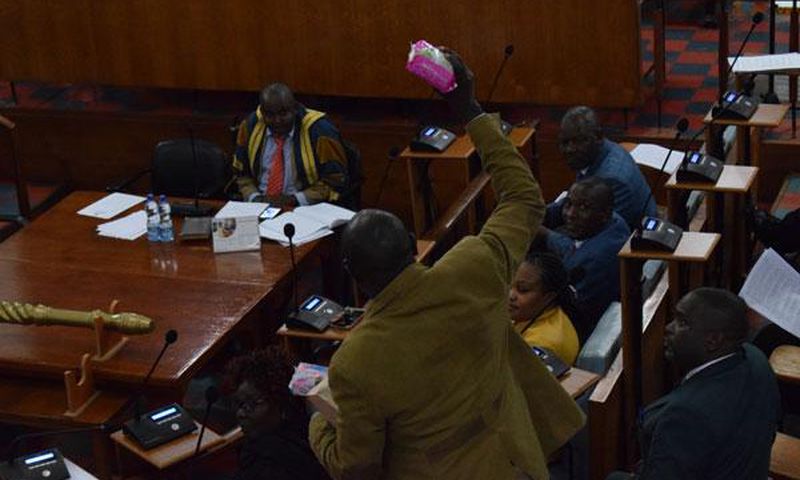 Members of the Nyeri County Assembly during a past discussion on sanitary towels (Twitter)