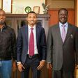 From left Governor Hassan Joho, Mohammed Ali and ODM leader Raila Odinga.