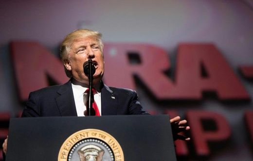 US President Donald Trump arrives to address the National Rifle Association (NRA) Leadership Forum in Atlanta, Georgia on April 28, 2017