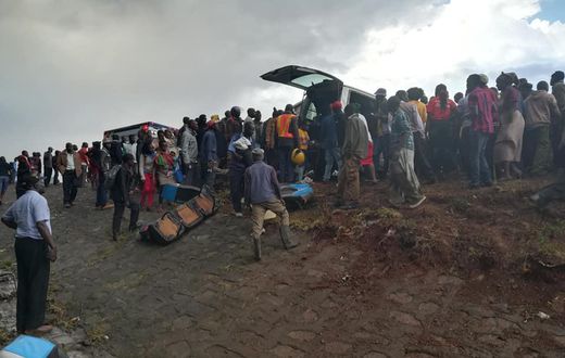 Wreckage at the scene of the Accident