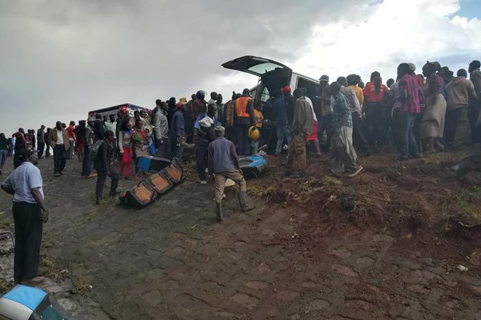 Wreckage at the scene of the Accident