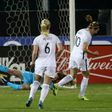 France got off to a dream start when Camille Abily (R) scored from the penalty spot after only eight minutes in a 3-0 win over the US to take the She Believes Cup