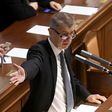Czech Finance Minister Andrej Babis gives a speech during an extraordinary session of parliament on Wednesday. He is at the centre of a political crisis over leaked conversations and his business dealings