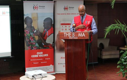 Kenya Red Cross boss Abbas Gullet speaks during the launch of the 2019 drought funds drive (Twitter)