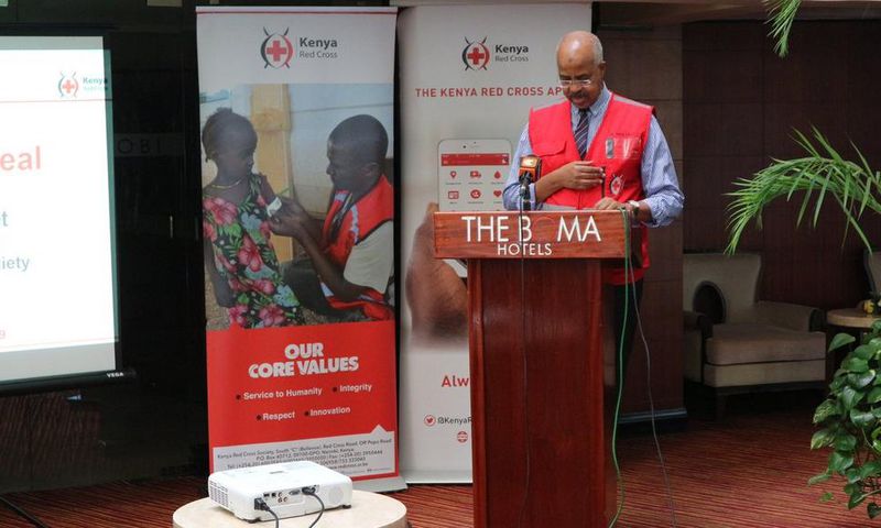 Kenya Red Cross boss Abbas Gullet speaks during the launch of the 2019 drought funds drive (Twitter)