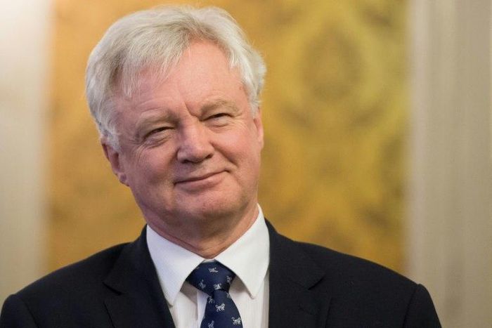 Britain's Secretary of State for Exiting the European Union David Davis attends a joint press conference with the Slovakian Prime Minister after their meeting in Bratislava on March 3, 2017.