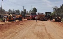 Heavy road construction machines at Mosocho Market in Kisii County