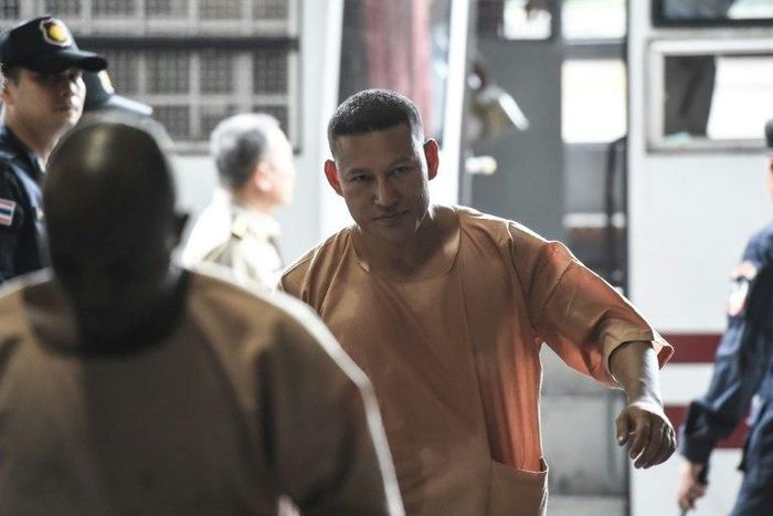 Xaysana Keophimpa, allegedly a key figure among gangs buying drugs from Myanmar's meth labs, arriving at a criminal court in Bangkok