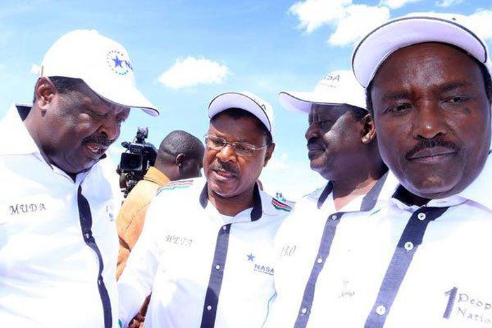 Nasa co-principals from left: Musalia Mudavadi, Moses Wetang'ula, Raila Odinga and Kalonzo Musyoka.