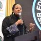 Education CS Amina Mohamed speaking durign a past HELB breakfast (Daily Nation)