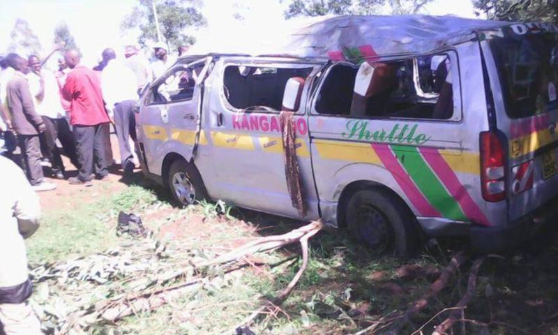 The matatu involved in an accident at Sirende, between Kitale town and Moi's Bridge.