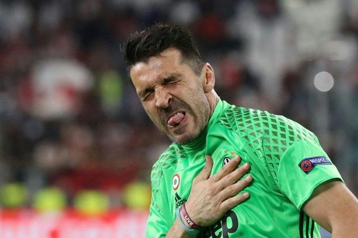 Goalkeeper Gianluigi Buffon celebrates after Juventus sealed their place in the 2017 Champions League final