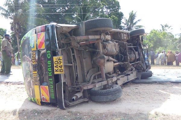 A 14-seater matatu that was involved in an accident