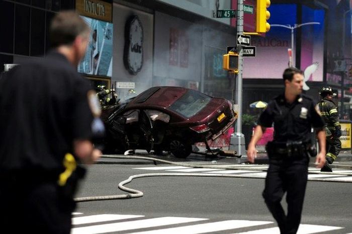A car plunged into pedestrians in Times Square in New York on May 18, 2017