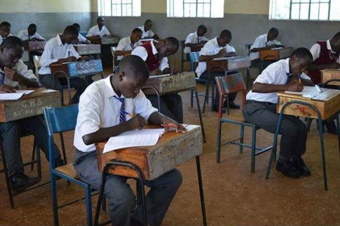 KCSE candidates in an exam room