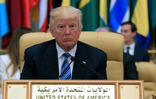 US President Donald Trump is seated during the Arabic Islamic American Summit at the King Abdulaziz Conference Center in Riyadh on May 21, 2017