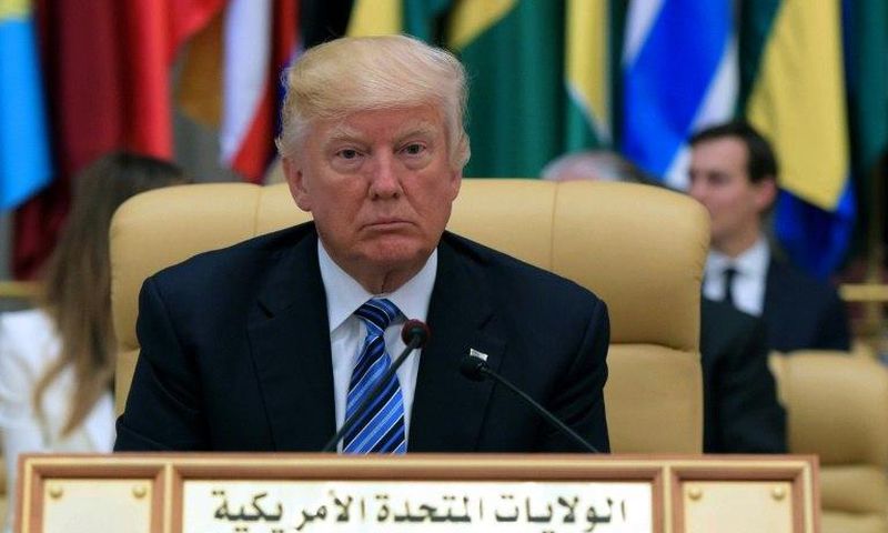 US President Donald Trump is seated during the Arabic Islamic American Summit at the King Abdulaziz Conference Center in Riyadh on May 21, 2017