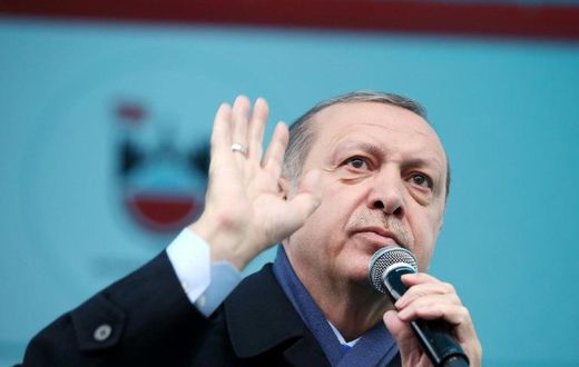 The spokesman for Turkish President Recep Tayyip Erdogan (pictured) said the US strike against the Sharyat airbase in Homs was "a positive response"