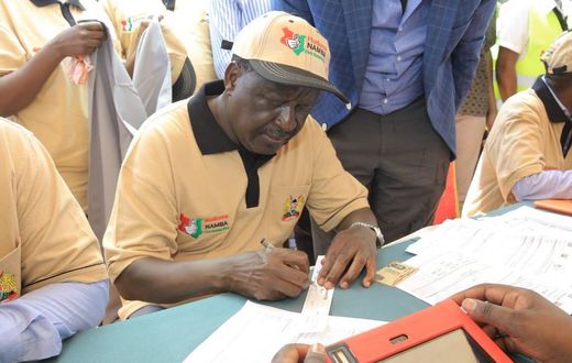 AU envoy Raila Odinga registering for Huduma Namba