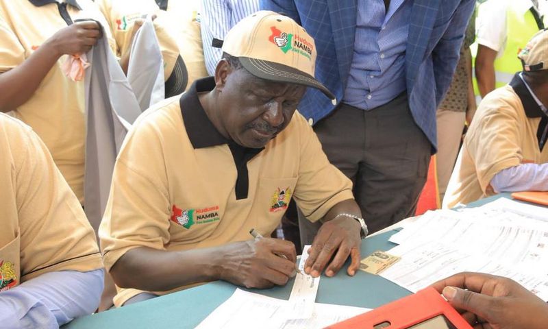 AU envoy Raila Odinga registering for Huduma Namba