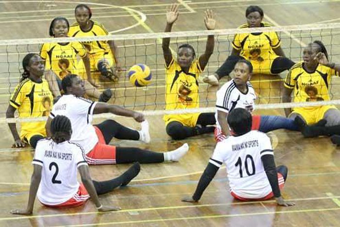 Players participating in the Kenya Sitting Volleyball