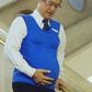 Japanese politician Shunji Kono wears a pregnancy vest in a video filmed by the Kyushu-Yamaguchi Work Life Balance Promotion Campaign