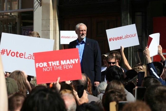 Britain's opposition Labour party leader Jeremy Corbyn during campaigning for the country's June 8 election