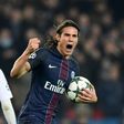 Paris Saint-Germain's Edinson Cavani (R) celebrates after scoring a goal during their UEFA Champions League Group A match against PCF Ludogorets Razgrad, at the Parc des Princes Stadium in Paris, on December 6, 2016