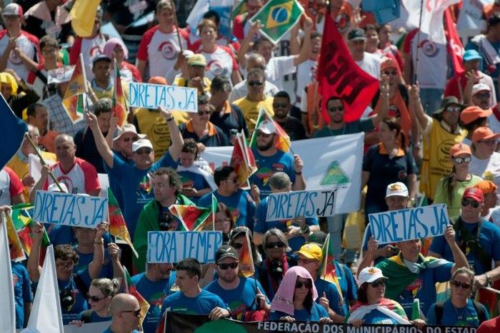 Demonstrators in Brasilia were protesting against austerity reforms and the government of President Michel Temer