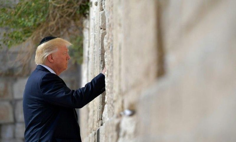 US President Donald Trump visits the Western Wall, the holiest site where Jews can pray, in Jerusalem’s Old City on May 22, 2017