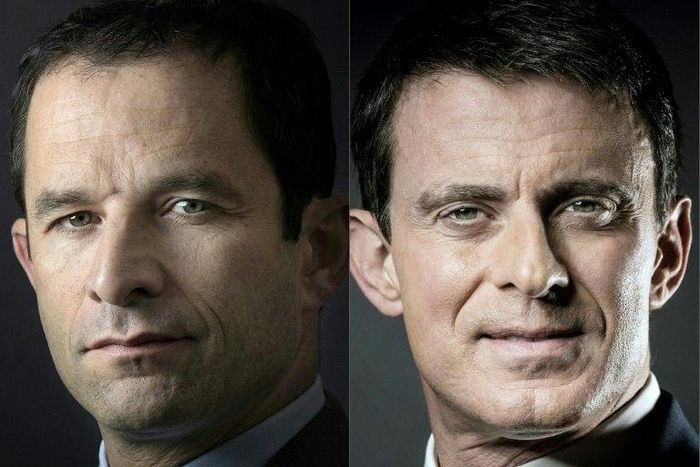 Benoit Hamon (left) will fight ex-prime minister Manuel Valls for the French Socialist presidential nomination