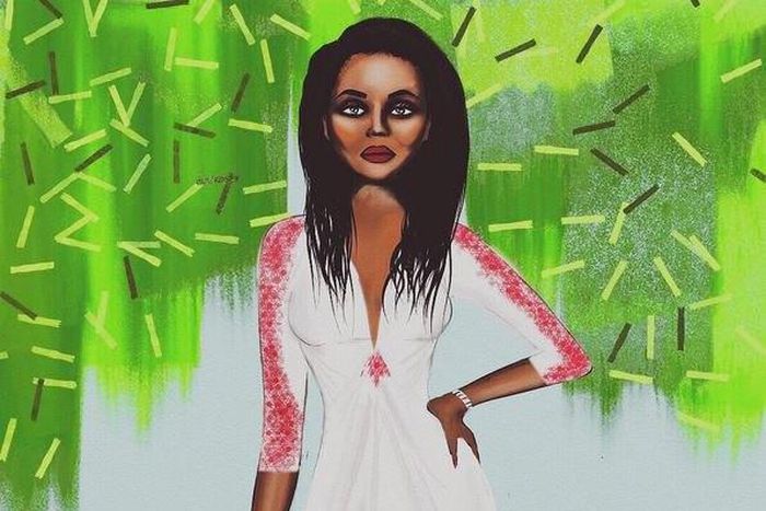 An illustration of PR Maven Diana Opoti at the Fashion High Tea