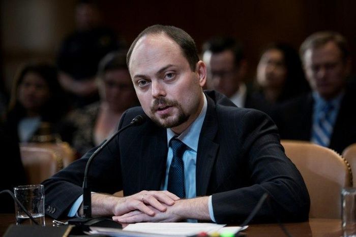 Russian activist Vladimir Kara-Murza speaks during a hearing of the US Senate on March 29, 2017