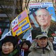 South Korean Christians supporting US President Donald Trump rally to welcome US Defense Secretary James Mattis in Seoul on February 2, 2017