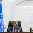 UN Secretary General Antonio Guterres (L) speaks alongside Saudi Minister of Foreign Affairs, Adel al-Jubeir, during a joint press conference held with in the Saudi capital Riyadh on February 12, 2017