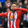 Sunderland's Fabio Borini celebrates scoring their second goal during their match against West Ham United in Sunderland, north-east England on April 15, 2017