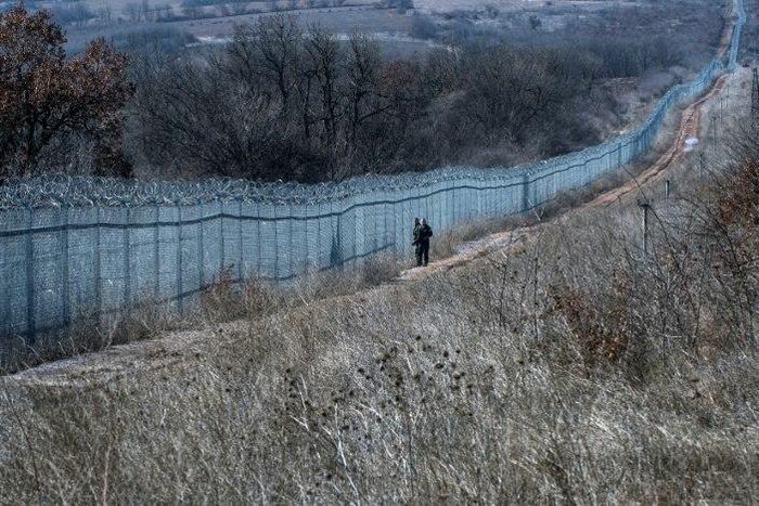 Bulgarian border police patrol the Bulgaria-Turkey border near the town of Lesovo on February 21, 2017
