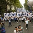 Teachers march during a 48-hour nationwide strike demanding pay rises, in Buenos Aires on March 22, 2017