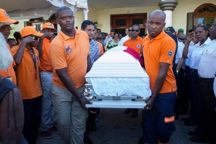 The coffin of Dominican journalist Leonidas Martinez is carried during his funeral in San Pedro de Macoris, Dominican Republic on February 15, 2017, the day after he was shot dead alongside broadcaster Luis Manuel Medina