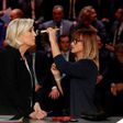 Marine Le Pen, seen here being made up before a French TV debate, has visited Moscow on many occasions and enjoys positive coverage in Russian state media