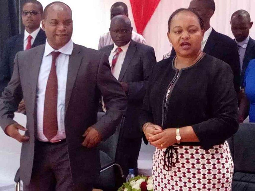 Kirinyaga Governor Anne Waiguru with her deputy Peter Ndambiri (Twitter)