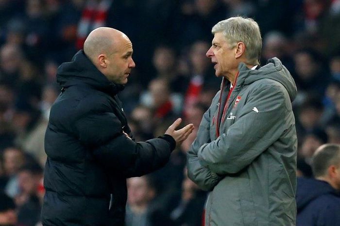 Arsenal's Arsene Wenger (right) was shown pushing FA official Anthony Taylor after he was sent off during his side's Premier League match against Burnley at the Emirates Stadium in London, on January 22, 2017