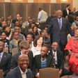 President Uhuru Kenyatta with the Kenyan diaspora in Japan in 2015.