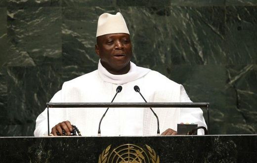Gambian President Yahya Jammeh addresses the UN General Assembly in New York on September 25, 2014