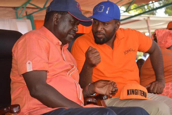 File image of Mombasa Governor Hassan Joho with Raila Odinga